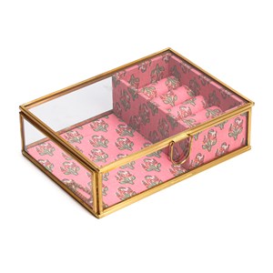 Boîte à bijoux verre et laiton style rétro