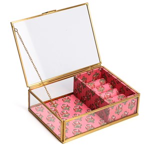 Boîte à bijoux verre et laiton style rétro