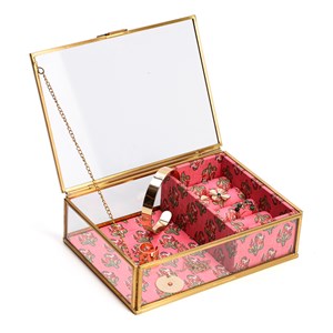 Boîte à bijoux verre et laiton style rétro