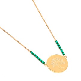 Collier arbre de vie en acier inoxydable doré et perles Miyuki