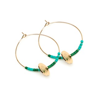 Créoles arbre de vie en acier inoxydable doré et perles Miyuki