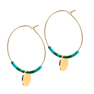 Créoles arbre de vie en acier inoxydable doré et perles Miyuki