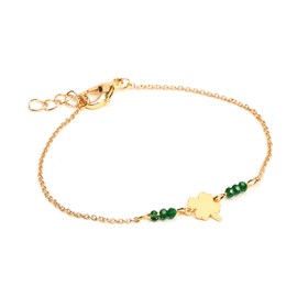 Bracelet Lucky en acier inoxydable doré trèfle et perles de verre