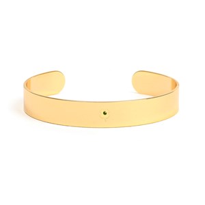 Bracelet jonc en acier inoxydable doré motif trèfle et strass