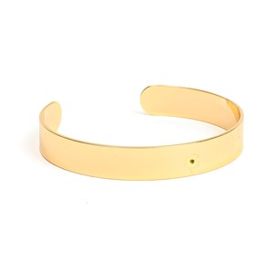 Bracelet jonc en acier inoxydable doré motif trèfle et strass