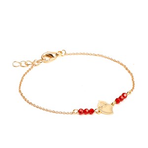 Bracelet cœur ex-voto billes de verre et acier inoxydable