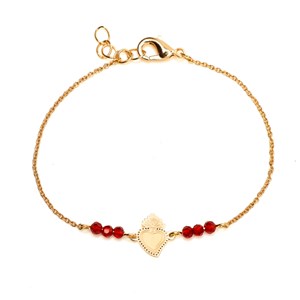 Bracelet cœur ex-voto billes de verre et acier inoxydable