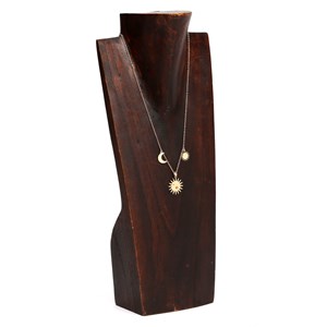 Collier breloques Soleil artisanal en acier inoxydable doré et perles de verre