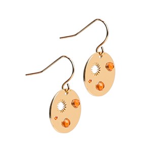 Boucles d'oreilles Soleil artisanales acier inoxydable doré et perles de verre