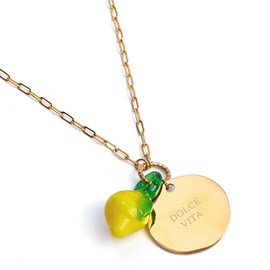 Collier Dolce Vita en acier inoxydable doré et fruits en verre