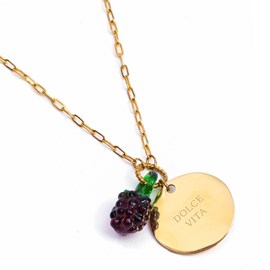 Collier Dolce Vita en acier inoxydable doré et fruits en verre