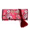 Trousse à bijoux de voyage artisanale roulée et brodée en tissu Rose