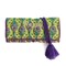 Trousse à bijoux de voyage artisanale roulée et brodée en tissu Vert