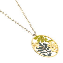 Collier long Orabella pendentif laiton doré fabrication artisanale