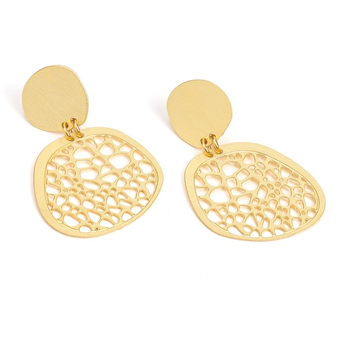 Boucles d'oreilles Petra en laiton doré fabrication artisanale
