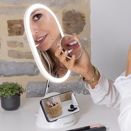 Miroir led x1 x3 avec station de recharge sans fil pour smartphone