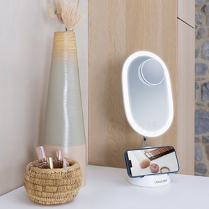 Miroir led x1 x3 avec station de recharge sans fil pour smartphone