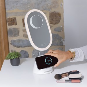 Miroir led x1 x3 avec station de recharge sans fil pour smartphone