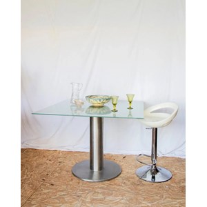 Table à manger en verre et acier n°1128