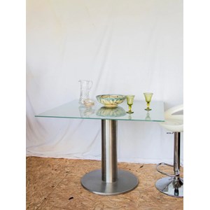 Table à manger en verre et acier n°1128