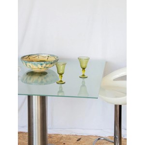 Table à manger en verre et acier n°1128