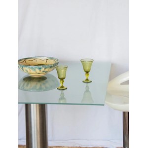 Table à manger en verre et acier n°1128