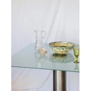 Table à manger en verre et acier n°1128