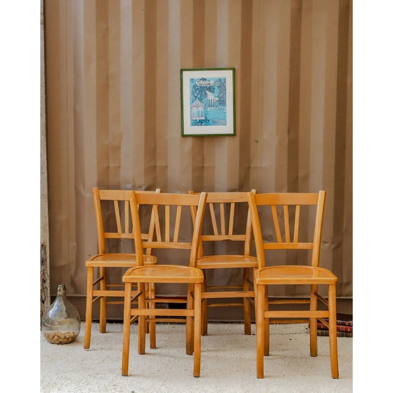 Debongout - Lot de 4 chaises bistrot en bois n°1102