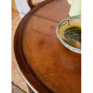 Table à manger demi-lune en cuir n°651