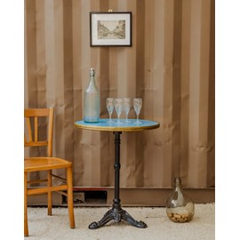 Table à manger bistrot bleue et dorée n°117