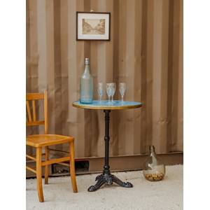 Table à manger bistrot bleue et dorée n°117