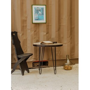 Table basse ronde en bois et métal n°882