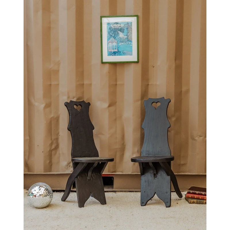 Lot de 2 chaises en bois noir n°1103