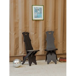 Lot de 2 chaises en bois noir n°1103