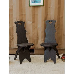 Lot de 2 chaises en bois noir n°1103