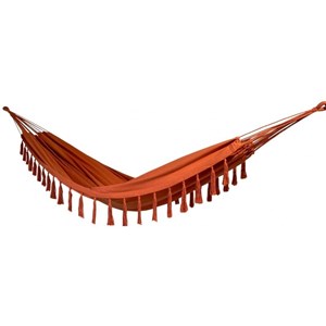 Set support bois avec hamac double orange à pompons