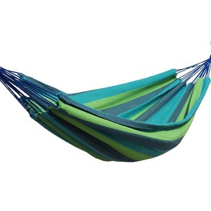 Set support double en bois avec hamac simple bleu et vert