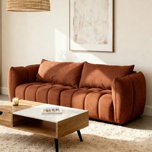 Canapé tissu terracotta