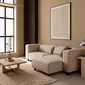 Canapé d'angle en tissu beige