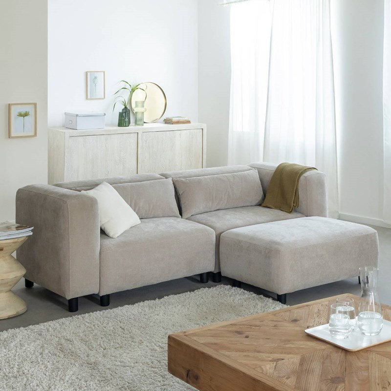 Canapé d'angle en tissu beige