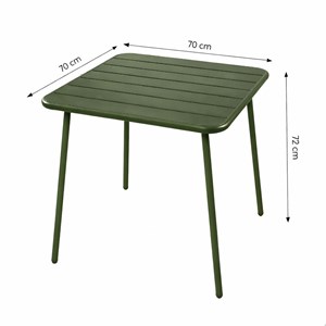 Bergame ensemble table de jardin carrée 70cm et 4 chaises vert