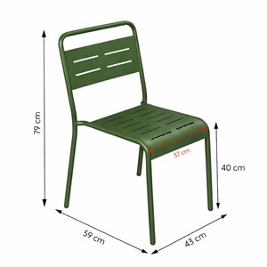 Bergame ensemble table de jardin carrée 70cm et 4 chaises vert
