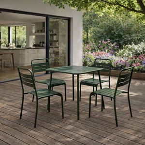Bergame ensemble table de jardin carrée 70cm et 4 chaises vert