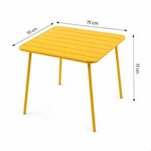 Bergame ensemble table de jardin carrée 70cm et 4 chaises jaune