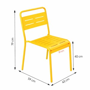 Bergame ensemble table de jardin carrée 70cm et 4 chaises jaune