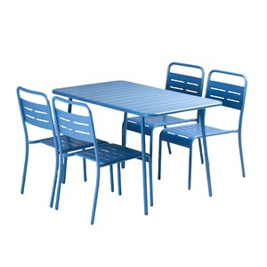 Bergame ensemble table de jardin 120 cm et 4 chaises bleu