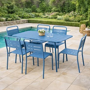 Bergame ensemble table de jardin 120 cm et 4 chaises bleu