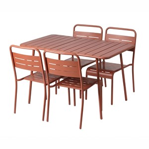 Bergame ensemble table de jardin 120 cm et 4 chaises terracotta