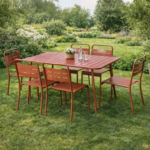Bergame ensemble table de jardin 120 cm et 4 chaises terracotta