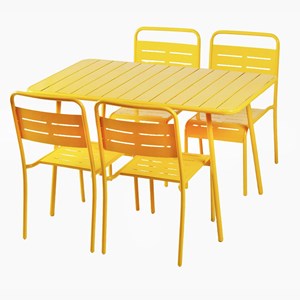 Bergame ensemble table de jardin 120 cm et 4 chaises jaune